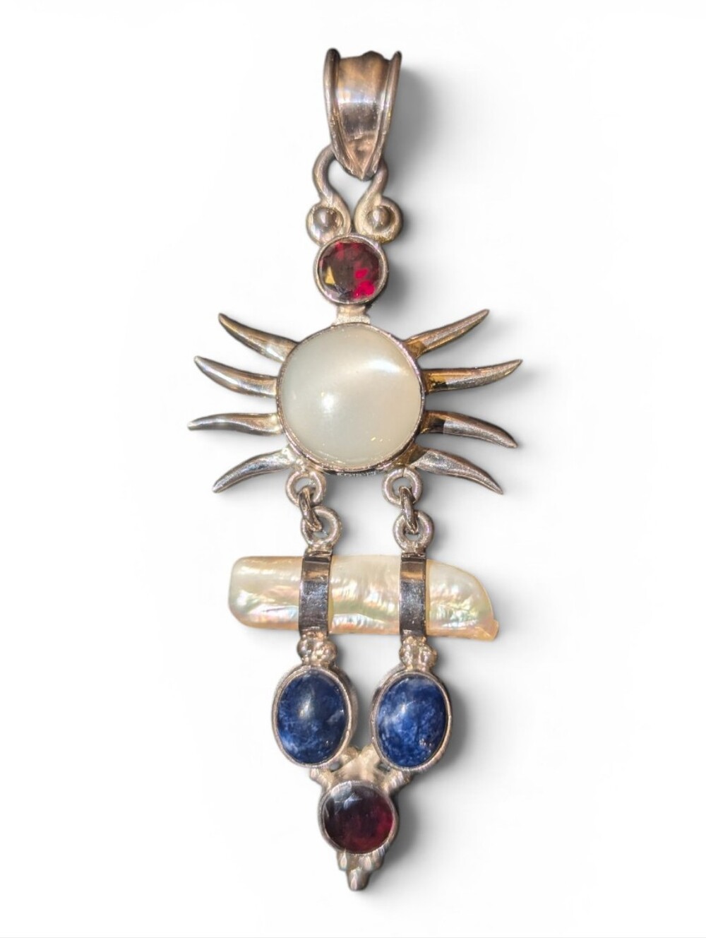 Sterling Silver Celestial Gemstone And Pearl Pendant